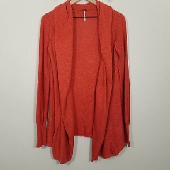 Free People Orange Long Sleeve Open Front Cardigan Sweater Size XS - Picture 2 of 5